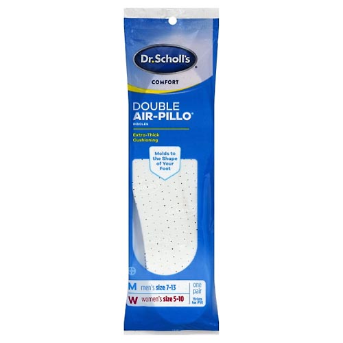 Image for Dr Scholls Insoles, Double Air-Pillo, Size 7-13 Men's, Size 5-10 Women's,1pr from NIAGARA APOTHECARY