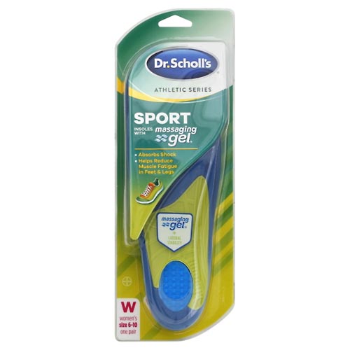 Image for Dr Scholls Insoles, Sport, with Massaging Gel, Women's Size 6-10,1pr from NIAGARA APOTHECARY
