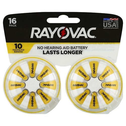 Image for Rayovac Batteries, Hearing Aid 10, 16 Pack,16ea from NIAGARA APOTHECARY