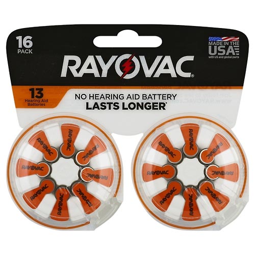 Image for Rayovac Batteries, Hearing Aid 13, 16 Pack,16ea from NIAGARA APOTHECARY