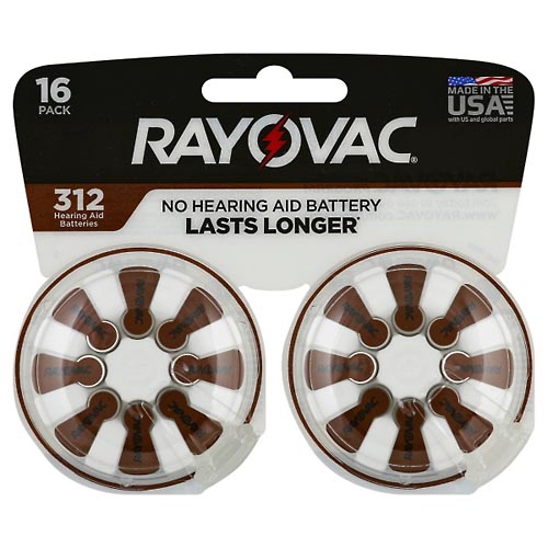 Image for Rayovac Batteries, Hearing Aid 312, 16 Pack,16ea from NIAGARA APOTHECARY