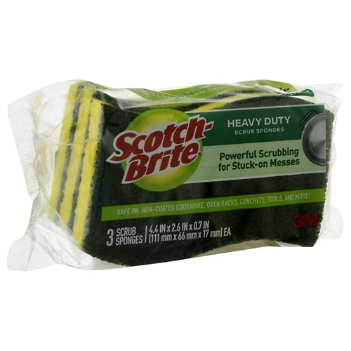 Image for Scotch Brite Scrub Sponges, Heavy Duty, 3 Pack,3ea from NIAGARA APOTHECARY