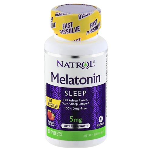 Image for Natrol Melatonin, Sleep, Extra Strength, 5 mg, Tablets, Strawberry,90ea from NIAGARA APOTHECARY