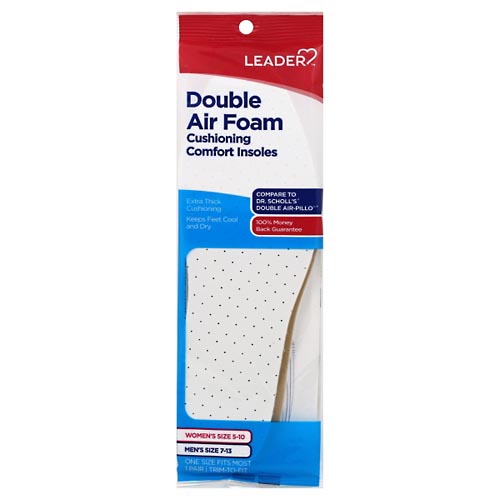 Image for Leader Insoles, Cushioning Comfort, Double Air Foam, Insoles,1pr from NIAGARA APOTHECARY