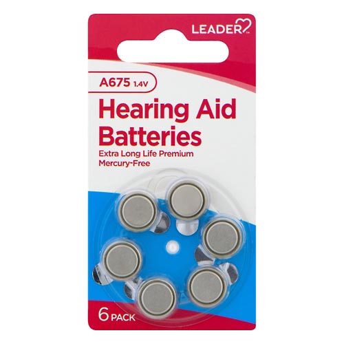 Image for Leader Hearing Aid Batteries, A675, 1.4 Volts, 6 Pack,6ea from NIAGARA APOTHECARY