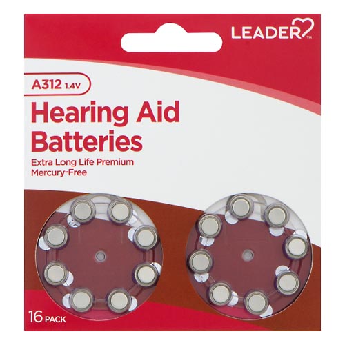 Image for Leader Hearing Aid Batteries, A312, 1.4 Volts, 16 Pack,16ea from NIAGARA APOTHECARY