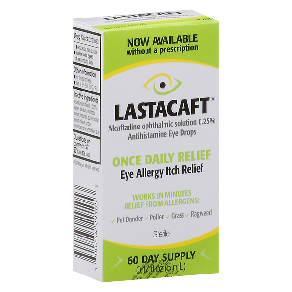 Image for Lastacaft Eye Drops, Eye Allergy Itch Relief, Once Daily,0.17fl oz from NIAGARA APOTHECARY